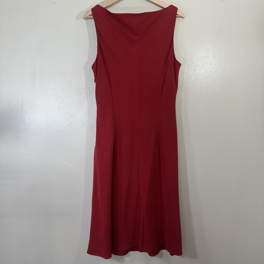 Isabella Bird Women's 16 Silk Red Sleeveless Midi Dress Cocktail Formal - Picture 2 of 4